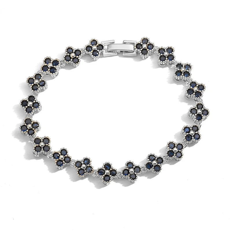 HECHENG,AAAAA Brass 18K gold-plated Flower Necklace Bracelet Jewelry Set ，for Christmas gift for women and best friend Mira dora