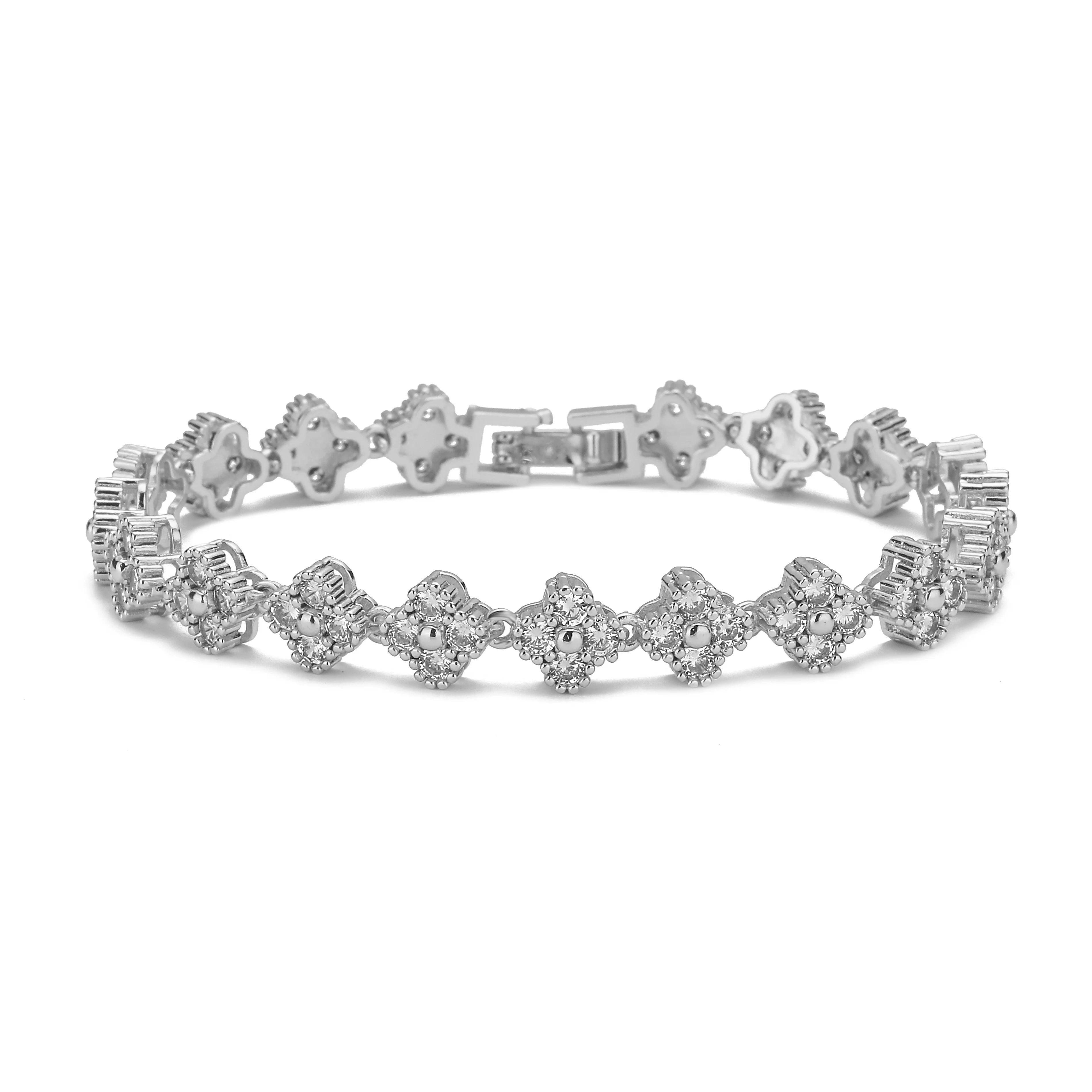 HECHENG,AAAAA Brass 18K gold-plated Flower Necklace Bracelet Jewelry Set ，for Christmas gift for women and best friend Mira dora